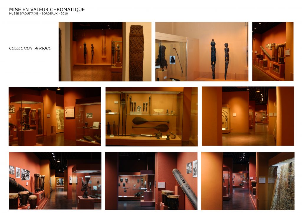 Musée d'Aquitaine Bordeaux- Mise en valeur chromatique-Collection Afrique